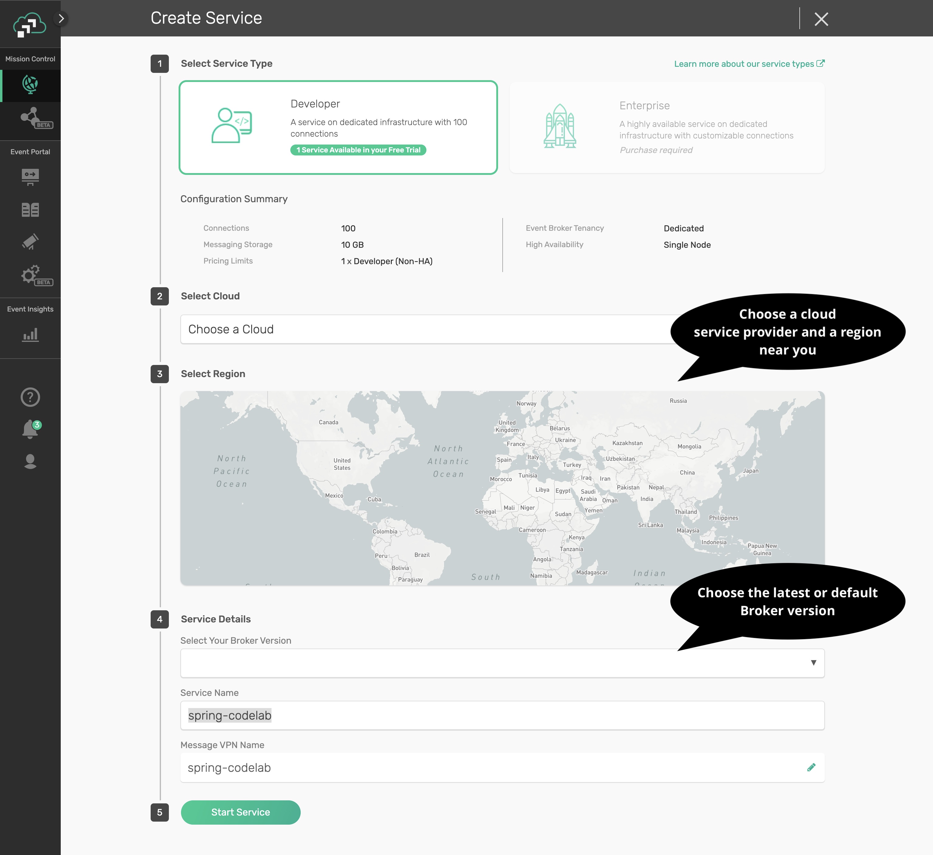 Create Solace Cloud Messaging Service